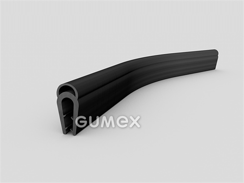 Pryžový profil tvaru "U" s horním těsněním, 20x9/2,5mm, 70°ShA, EPDM, -40°C/+100°C, černý